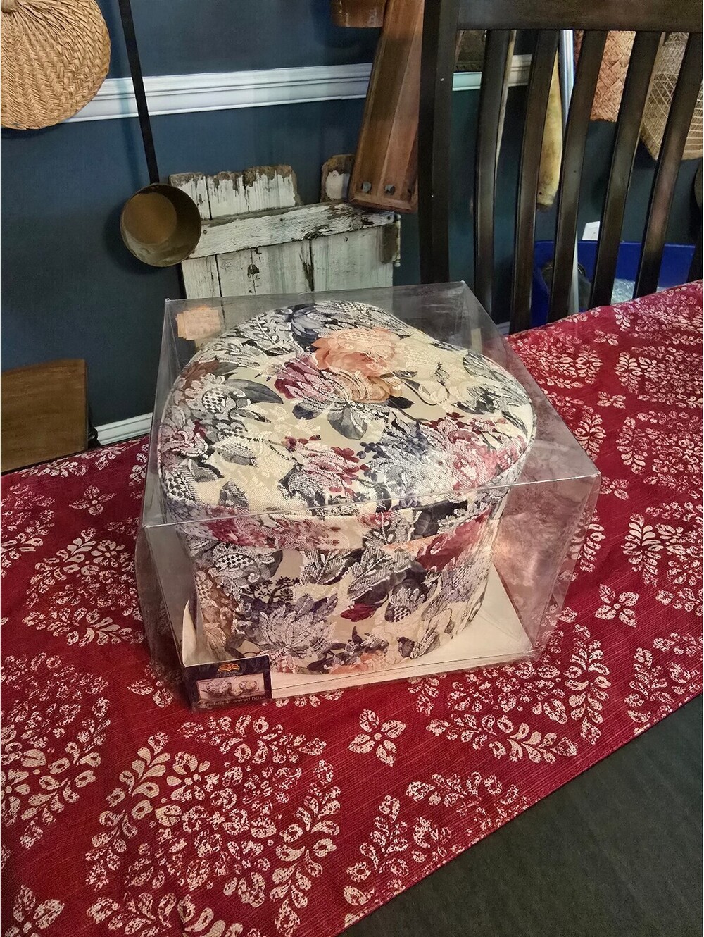 Set of three fabric covered heart boxes. NOS VTG